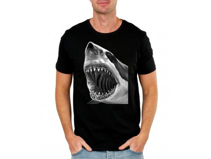 pánské tričko Žralok bílý