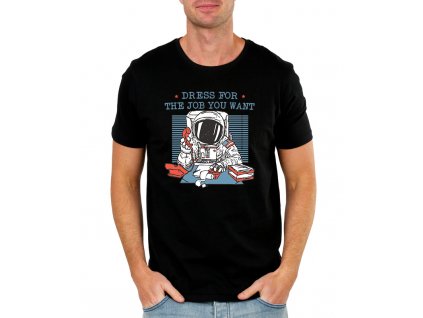 pánské černé tričko práce kosmonaut