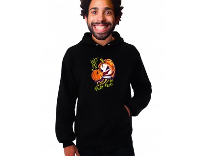 unisex černá mikina s kapucí joker smile