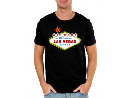 pánské černé tričko vítejte do las vegas