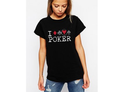 dámské černé tričko miluji poker