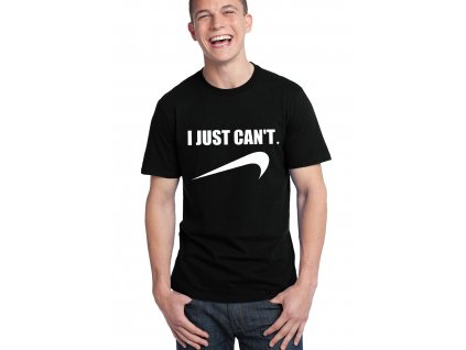 pánské černé tričko I just cant parodie nike