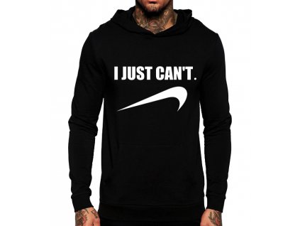 unisex černá mikina s kapucí I just cant parodie nike