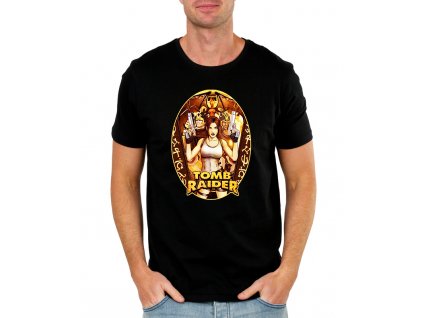 pánské černé tričko tomb raider lara croft