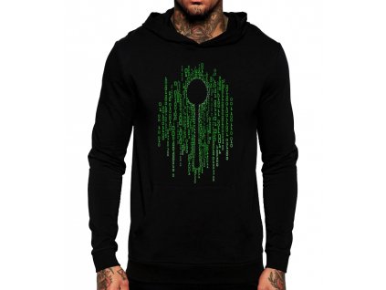 unisex černá mikina s kapucí matrix lžíce