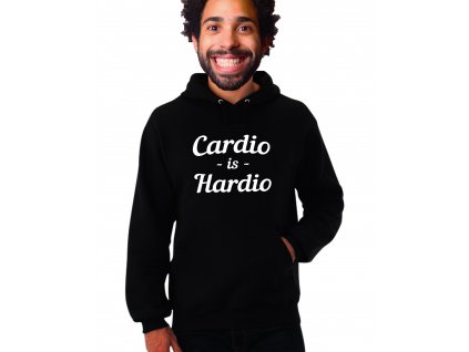 unisex černá mikina s kapucí Cardio je Hardio
