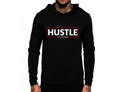 unisex černá mikina s kapucí hustle