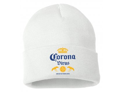 Zimní pletená čepice Coronavirus parodie pivo