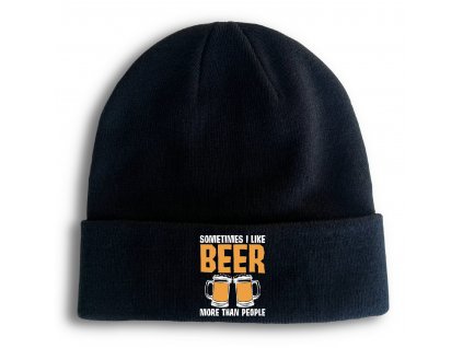Zimní pletená čepice Někdy mám rád pivo více než lidi