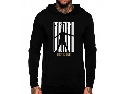 unisex černá mikina s kapucí cristiano ronaldo juventus