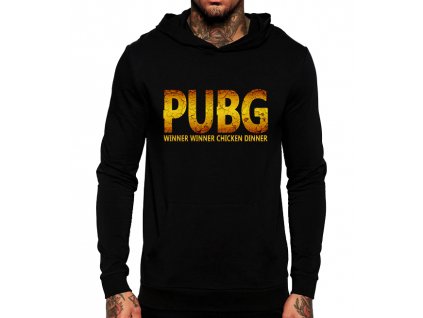 unisex černá mikina s kapucí PUBG Chicken dinner