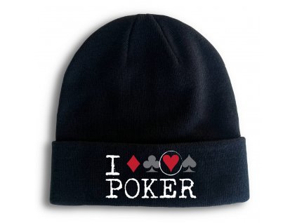 Zimní pletená čepice Miluji Poker