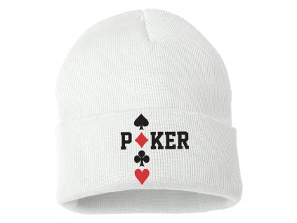 Zimní pletená čepice Poker Káry Piky Kříže Srdce