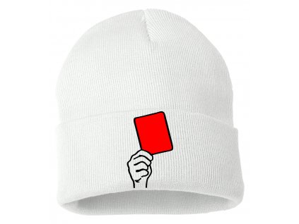 Zimní pletená čepice Fotbal červená karta