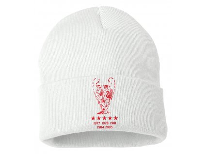 Zimní pletená čepice bílá Liverpool FC Vítězové Ligy mistrů