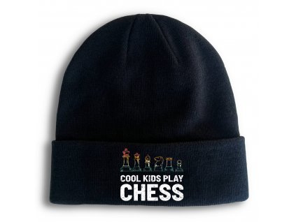 Zimní pletená čepice Cool děti hrajou šachy
