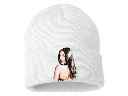 Zimní pletená čepice Megan Fox postoj