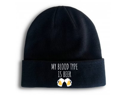 Zimní pletená čepice Krevní skupina pivo
