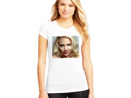 Dámské bílé tričko Scarlett Johansson