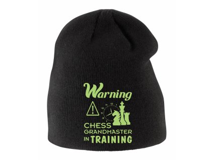 Dětská zimní čepice Varování šachový velmistr trénuje