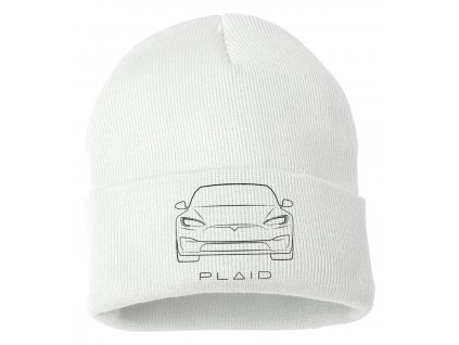 Zimní pletená čepice bílá Model S Plaid