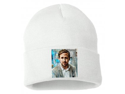 Zimní pletená čepice bílá Ryan Gosling charakter