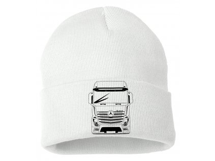 Zimní pletená čepice bílá Mercedes náklaďák