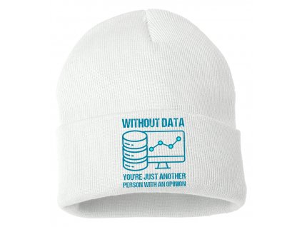 Zimní pletená čepice bílá Věda a data