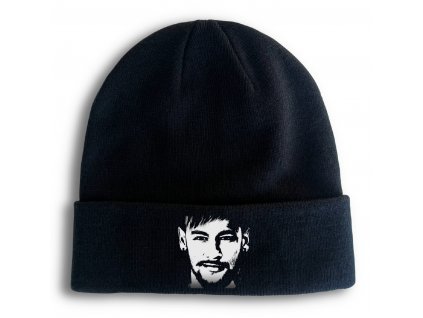 Zimní pletená čepice černá Neymar obličej