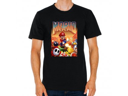pánské tričko Mario doom parodie