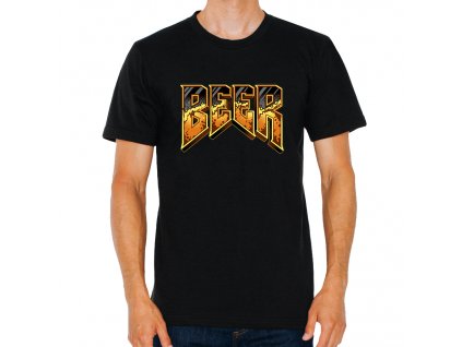 pánské černé tričko Pivo parodie Doom