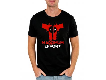 pánské černé tričko s potiskem deadpool maximum effort