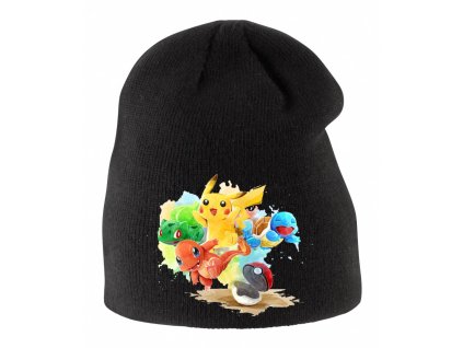 Dětská zimní čepice černá Pokemon