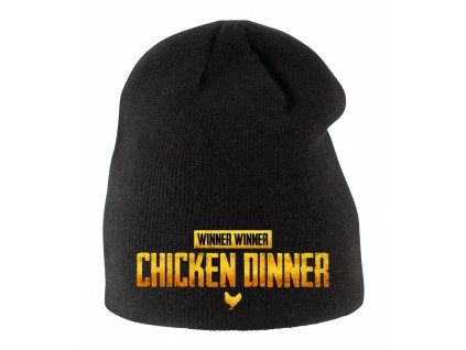 Dětská zimní čepice černá Chicken Dinner PubG