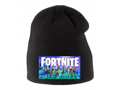 Dětská zimní čepice černá Fortnite Fan art