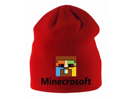 Zimní čepice dětská červená Minecraft parodie Microsoft