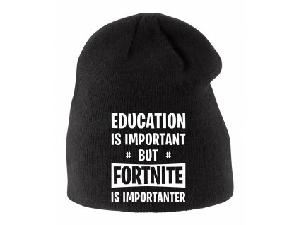 Dětská zimní čepice černá Vzdělání je důležité, ale Fortnite je důležitější