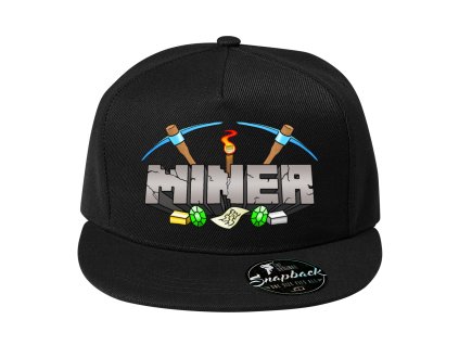 Snapback černá Minecraft Miner