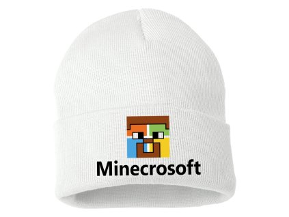 Zimní pletená čepice bílá Minecraft parodie Microsoft