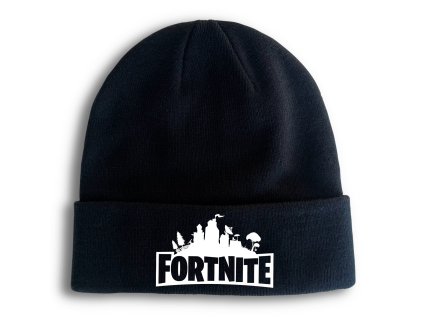 Zimní pletená čepice černá Hra Fortnite