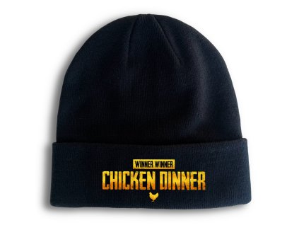 Zimní pletená čepice černá Chicken Dinner PubG
