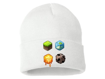 Zimní pletená čepice bílá Minecraft kostky