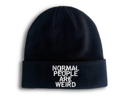 Zimní pletená čepice černá Normální lidi jsou divný