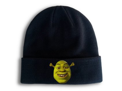 Zimní pletená čepice černá Shrek