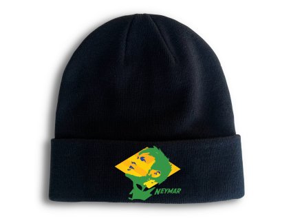 Zimní pletená čepice černá Neymar brazílie