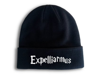 Zimní pletená čepice černá Harry potter expelliarmus