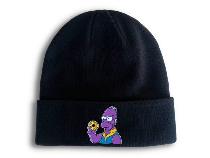 Zimní pletená čepice černá Homer Simpson Avengers Donut