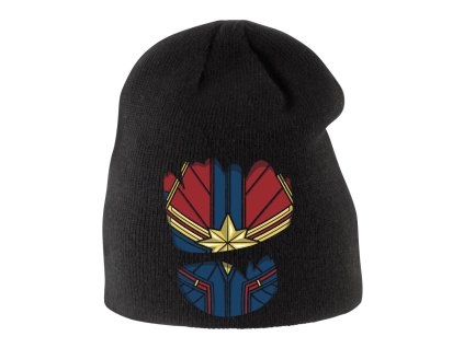 Dětská zimní čepice černá Captain Marvel oblek