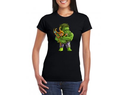 dámské tričko s potiskem hulk a loki avengers, nejlepší kamarádi