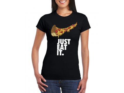 Dámské černé tričko Just eat it parodie Nike